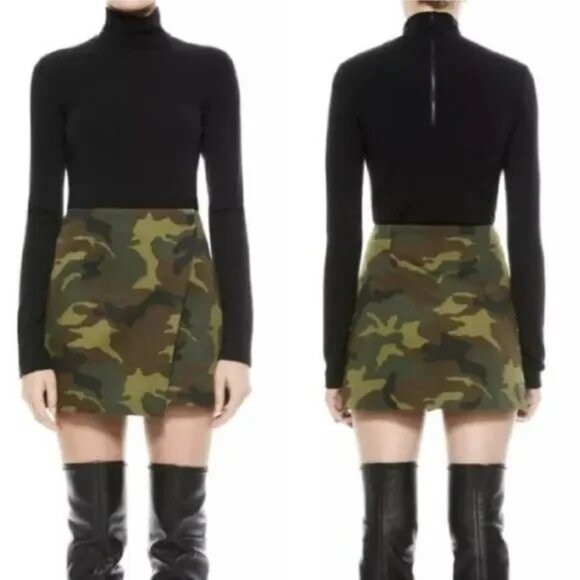 Alice + Olivia Renna Camo Wrap Front Mini Skirt - Picture 1 of 7
